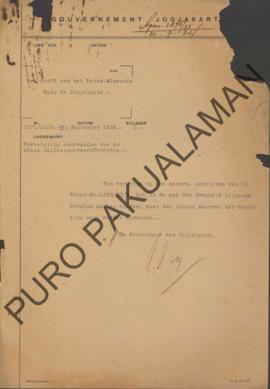 Surat dari Gubernur Jogjakarta untuk Het Hoofd Pakualamsche Huis di Jogjakarta tentang perbaikan ...