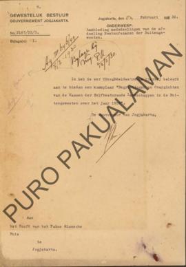 Surat dari Gubernur Jogjakarta untuk Het Hoofd Pakualamsche Huis di Jogjakarta tentang penawaran ...