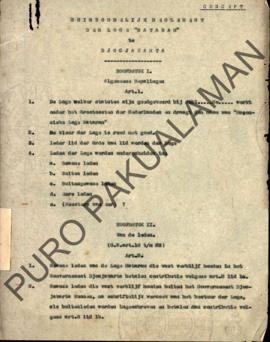 Berkas konsep aturan internal tamu yang menginap di Pondok “Mataram” Djogjakarta