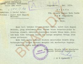 Surat dari Pengawas, Kepala Dinas Kesehatan DIY kepada Kepala Bagian Tata Usaha UGM Yogyakarta No...