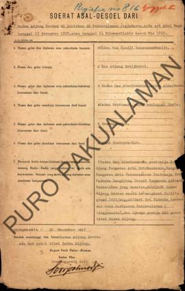 Surat asal usul dari Raden Adjeng Erwten yang dilahirkan di Pakualaman pada 17 November 1929, ia ...