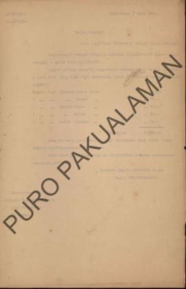 Surat dari Pamewu Kepala District Sogan (w.g) Wirjosoekarto kepada Paduka Regent-Adikarto di Wate...