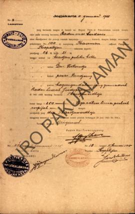 Surat izin dari Regent Patih Pakualaman memberikan izin kepada Raden Mas Soedario di Kampung Kaum...