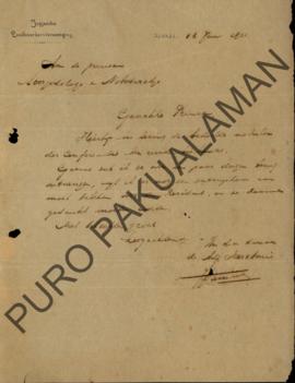 Surat dari Sekretaris Pakualaman untuk Soorjodilogo Notodiredjo tentang notulen konferensi rumah ...