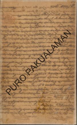 Surat dari Resident Yogyakarta kepada Pakualaman ke VI tanggal 12 Oktober 1901 tentang Larangan p...