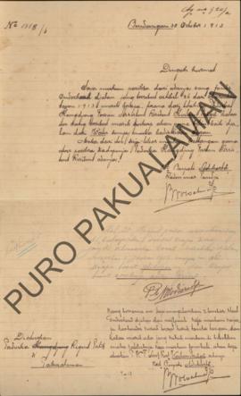 Surat dan Staat (Daftar) dari (wd) Bupati Adikarta Raden Mas Panji kepada Paduka Regent Patih di ...