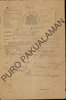 Berkas pengiriman telegram melalui kantor di Yogyakarta dan Surakarta
