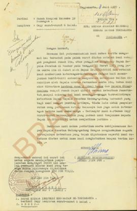 Surat dari Letkol CPM Pur Soekirno Djojomenggolo kepada Kepala Jawatan Gedung-gedung Negara DIY t...