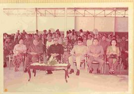 Sri Sultan Hamengku Buwono IX (no 4 dari kanan) duduk diantara para pejabat pada acara Peresmian ...