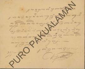 Surat keterangan pengiriman 4 surat perkara Prawirasetika kepada Mas Ngabehi Reksapradata.