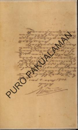 Sastra Handaya kampung Kauman Pakualaman kepada Polisi Kota Pakualaman. Surat tanggal 8 Maret 190...