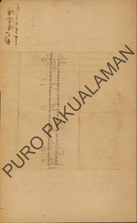 Surat dari Sasradigdaya kepada Kangjeng Pangeran Mayor Ajidan Harya Natakusuma, perihal Prawirawa...