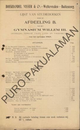 Daftar buku teks untuk Afdeling B dari Gimuasium William III Devisi Bahasa Hindia, Negara dan Etn...
