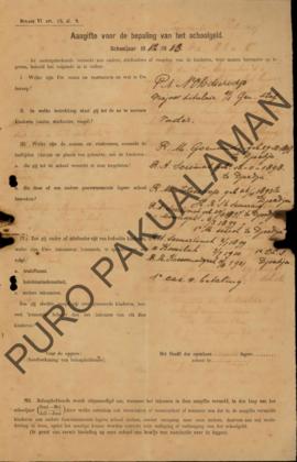 Deklarasi untuk penyediaan sekolah tahun ajaran 1912/1913.