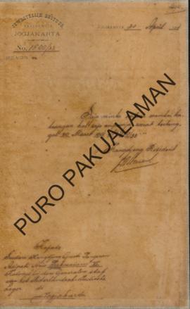 Resident kepada Pakualaman VI. Surat tanggal 30 April 1901 tentang Laprannya Mbok Wongso Kartika ...