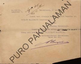 Surat dari Kepala Kampung Pakualaman diaturkan kepada Paduka Tuwan Assistant Wedono di Pakualaman...