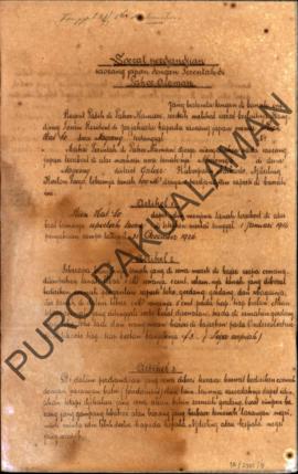 Surat perjanjian seorang Jepang yang bernama Rein Hal So dengan pemerintah di Pakualaman yang aka...
