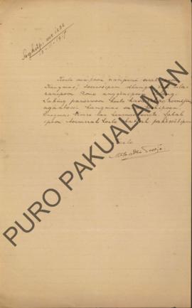 Surat dari Noto Adhi Soerjo yang ditujukan kepada Pangeran Ario perihal pemberitahuan bahwa telah...