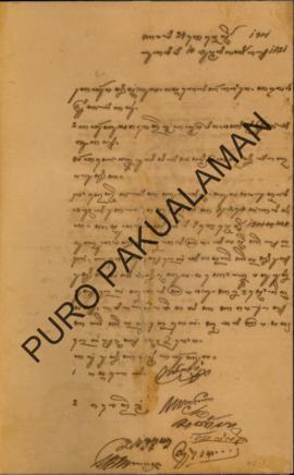 Kabupaten Adikarta kepada Pemerintah Kapaliyan Pakualaman. Surat tanggal 14 September 1901 tentan...