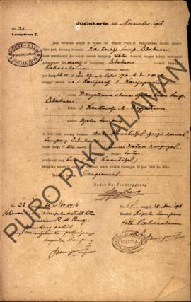 Surat izin dari Regent Patih Pakualaman memberikan izin kepada Kartorejo Kampung Ledoksari  yang ...