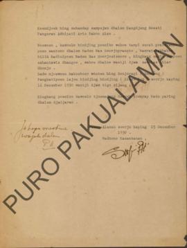 Surat pemberitahuan yang ditujukan kepada Kangdjeng Goesti Pangeran Adipati Ario Pakoealam dari W...