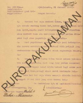 Surat dari Kontrolur Asisten Resident Yogyakarta kepada Raden Mas Toemanggoeng Regent Patih di Pa...