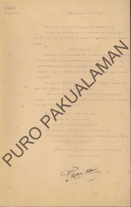 Surat keputusan dari Pangeran Adipati Ario di Pakualaman untuk pembangunan saluran drainase di ut...