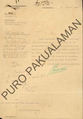 Surat dari Directur Zelfbestuur kepada Het Hoofd Pakoe Alamsche Huis van Yogyakarta, perihal peng...