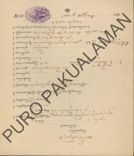 Surat bukti nikah antara Raden Ajeng Jaetun dengan Raden Nataharja oleh Parentah Hukum Kadipaten ...