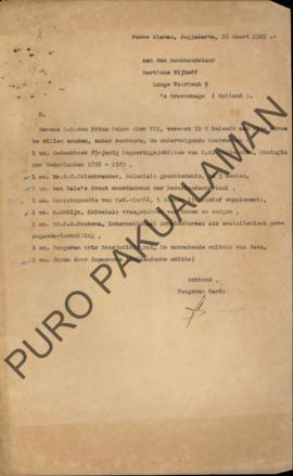 Surat dari Pangeran Hario Pakoe Alam VII yang ditujukan kepada penjual buku/toko buku Martinus Ni...