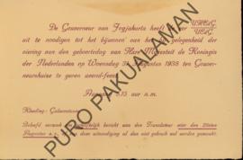 Undangan dari Ratu Belanda yang ditujukan Kepada Raden Adjeng Kaspinah perihal undangan pesta ula...