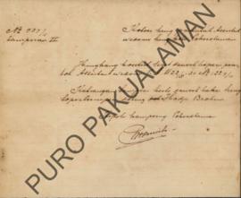 Surat No.937/11 dari Kepala Kampung Pakualaman yang ditujukan kepada Parentah Assistant Wedono Pa...