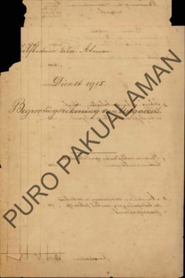 Berkas anggaran pengeluaran dan pemasukan dari Pemerintahan Pakualaman tahun dinas 1915