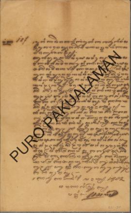 Kabupaten Adikarta kepada Pemerintah Pakualaman. Surat tanggal 30 Oktober 1901 tentang Gugatan pe...