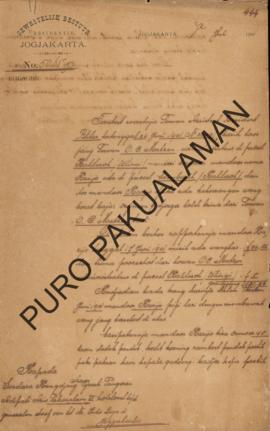 Surat dari Tuan Asisten Resident Blitar kepada Pakualaman VI tanggal 26 Juni 1901 No. 3039/13, te...