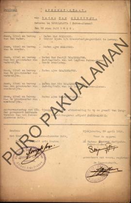 Afkomst-Staat (Daftar Keturunan) dari Raden Mas Soegiman yang lahir di Jogjakarta (Pakualaman) ta...