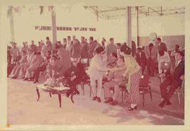 Sri Sultan Hamengku Buwono IX (no 4 dari kanan) sedang duduk setelah sampai di tempat  Peresmian ...