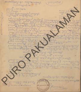 Konsep surat dari Kapanitran Puro Pakualaman, ditujukan kepada para Abdi Dalem Miji yang jarang h...