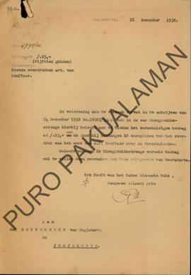 Surat dari Kepala Pakualaman Pangeran Adipati Ario Paku Alam kepada Gubernur Yogyakarta No.4795/5...