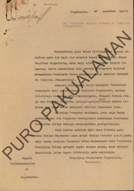Surat dari Kanjeng Gubernur Yogyakarta untuk Bupati di Jogjakarta, perihal pengawas sekolah menga...