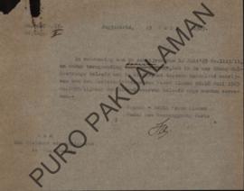 Surat dari Paduka Pemerintah Kapatian di Pakualaman, perihal memberitahu bahwa rumah Panggang Pe ...