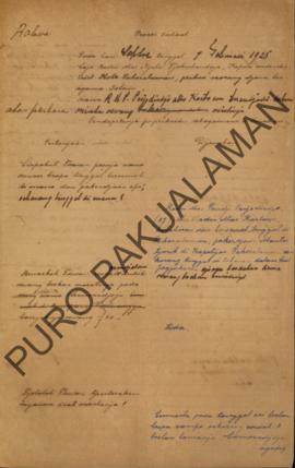 Proses Verbal Raden Mas Ngabehi Tjokrohandojo 5 dan 7 Februari 1925
