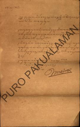 Surat kepada Kangjeng Pangeran Natakusuma perihal surat ijin (pas) kayu jati No.2576 tertanggal 2...
