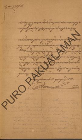 Perihal Tuwan Uplan yang menanyakan kebenaran surat tulisan Kangjeng Pangeran Harya Natakusuma da...