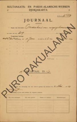 Jurnal Pekerja Kesultanan dan Pakualaman Djokjakarta anggaran 1916, 15 Juni 1916, No.68 Jenis pek...