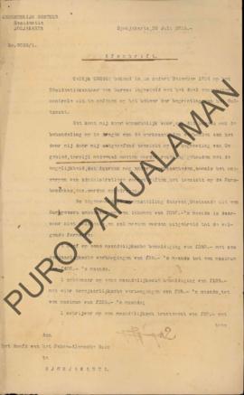 Salinan Surat No.9033/1 dari Resident Yogyakarta kepada Pakualaman yang membuat salinan Suryaning...