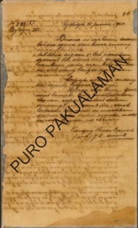 Turunan Undang-undang dari Resident Yogyakarta. Surat 5tanggal 28 Januari 1902 tentang peraturan ...