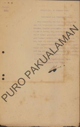 Surat dari Pangeran Adipati Ario Praboe yang ditujukan kepada Controleur I.C.Pestbestrijding peri...