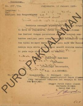 Kumpulan surat tentang pencarian orang hilang di Jogjakarta pada tahun 1925 dan 1926