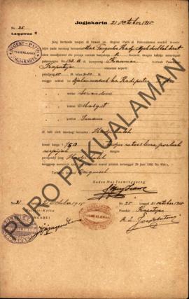 Surat dari Regent Patih Pakualaman memberikan izin kepada Mas Pangoeloe Hadji Ngabdoellah Sirot K...